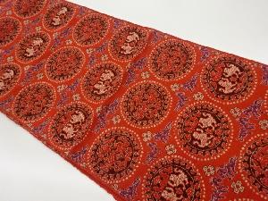 連珠文に動物・小花模様織出し名古屋帯